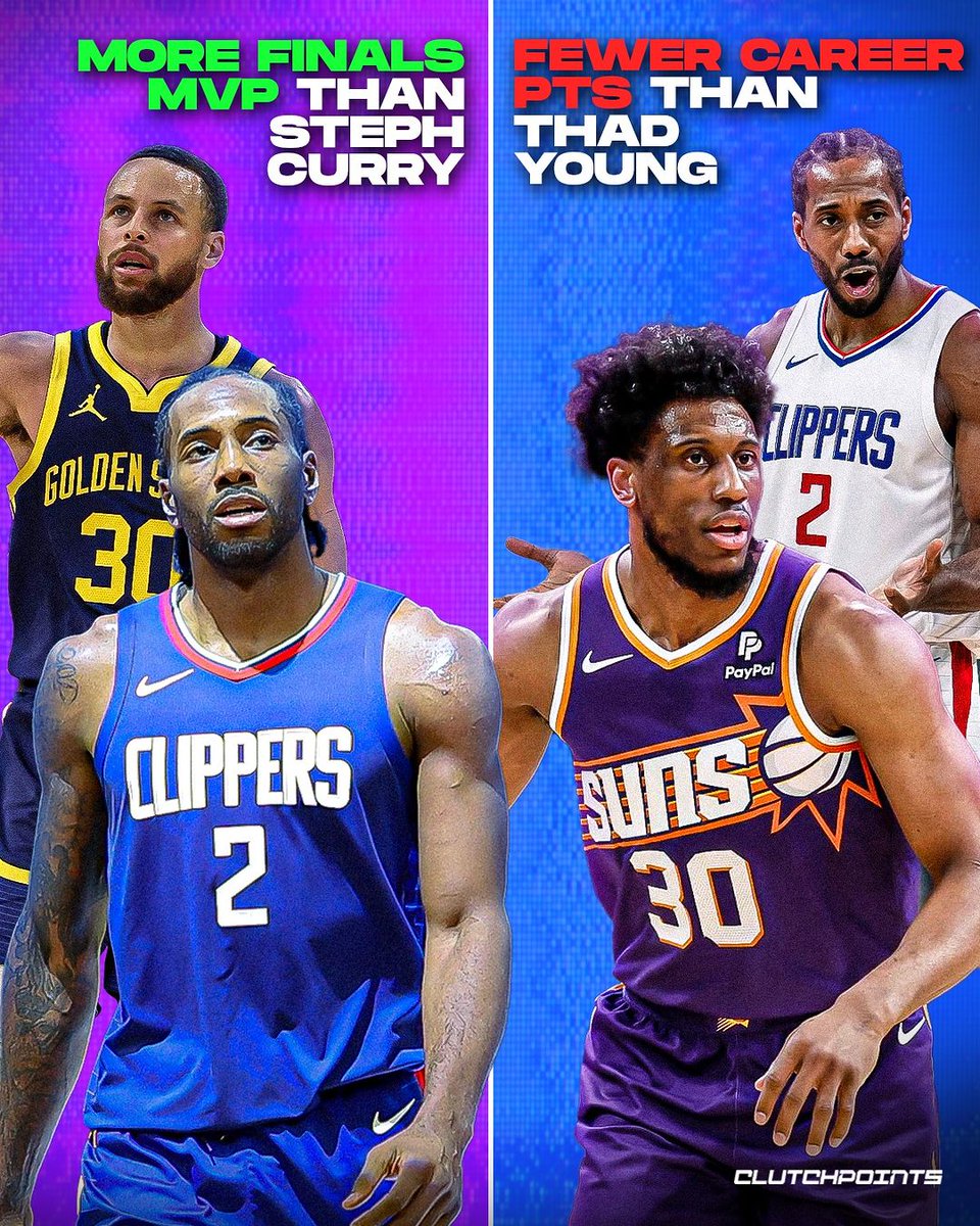 Isn't it wild? Kawhi Leonard's got more FMVPs than Steph Curry but fewer career points than Thad Young 😅 What do you think makes his career in the NBA so unique? 🤔