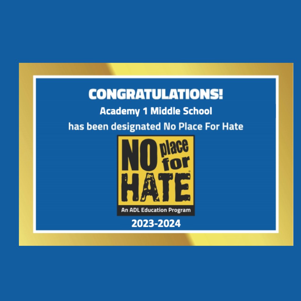 👏 Huge shoutout to Academy I School for earning the No Place for Hate School designation! 🎉 Creating a culture of respect and acceptance benefits everyone. Keep shining bright! #NoPlaceForHate #Empowerment