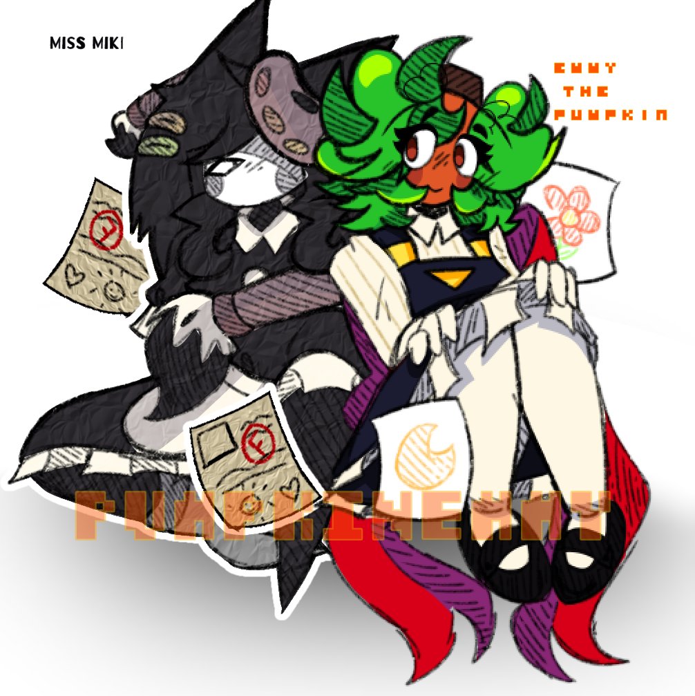 2 of my ocs😋🤭
. 
#fundamentalpapereducation #fundamentalpapereducationoc #style #missmiki
#AndysAppleFarm #AndysApplefarmOc #aaf #aafoc #mydrawing #myoc #art #emmythepumpkin #oc #myart   #artwork