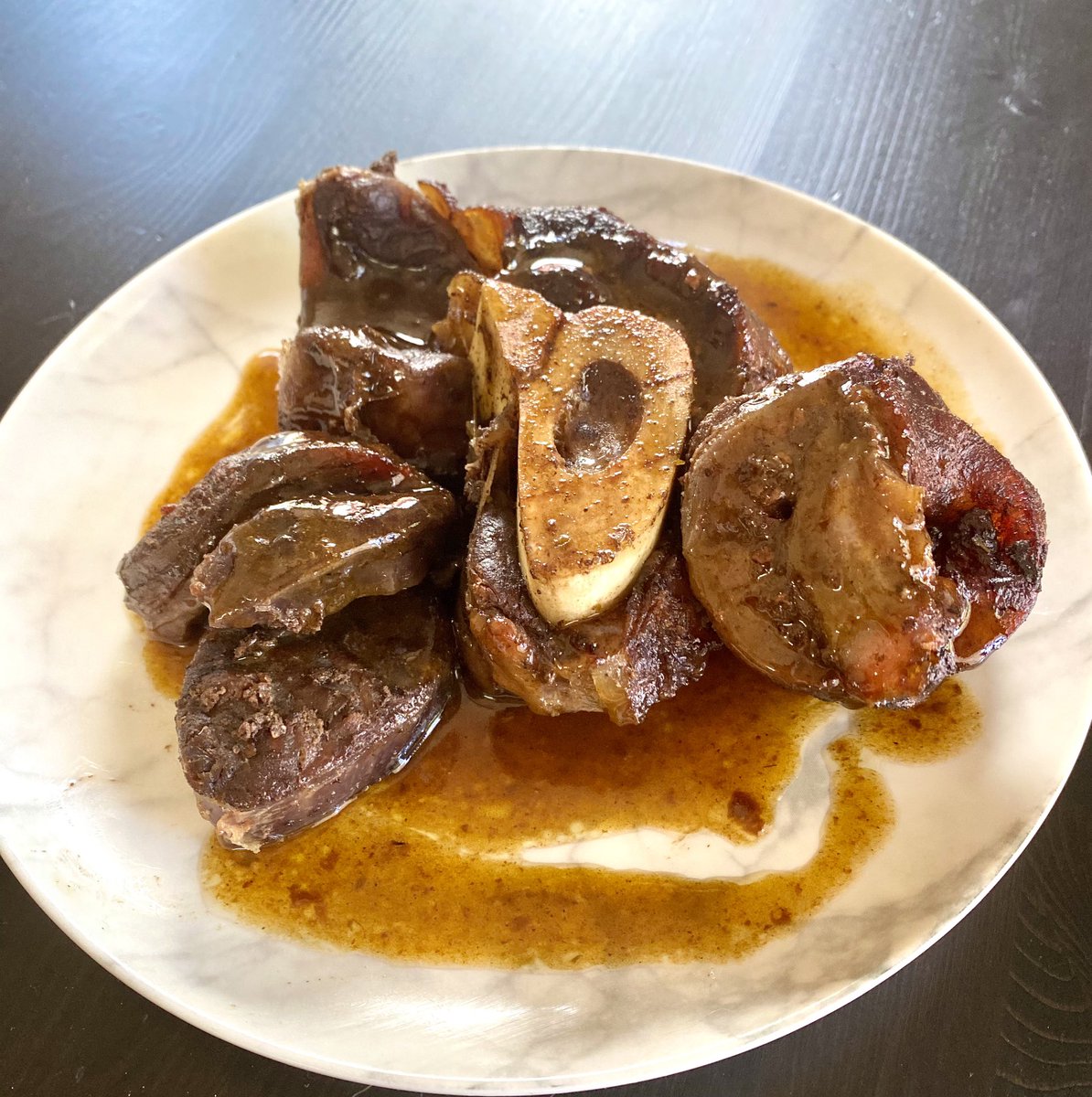 NewDawn7411's tweet image. Oh my lord, this was so worth the wait! I was nervous about the beef shanks drying out or being tough, but it was tender and the sauce was a winner!! I can eat the sauce by itself 🔥 Thanks @mimikmorgan for the recipe and answering my questions, so kind of you! 

Definitely