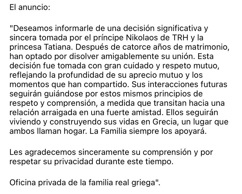 Divorcio en la familia real Griega. Se separan el príncipe Nicolás de Grecia y Tatiana Blatnik. Es sobrino de la reina Sofía y primo de Felipe VI. 🇬🇷