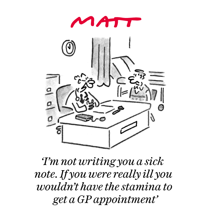 Painful cartoon from @MattCartoonist I’ve been thinking about autistic people who may find it incredibly difficult to visit a GP at all for sensory reasons, how much it being known matters. How would introducing an unknown assessor help. Many won’t seek help at all.