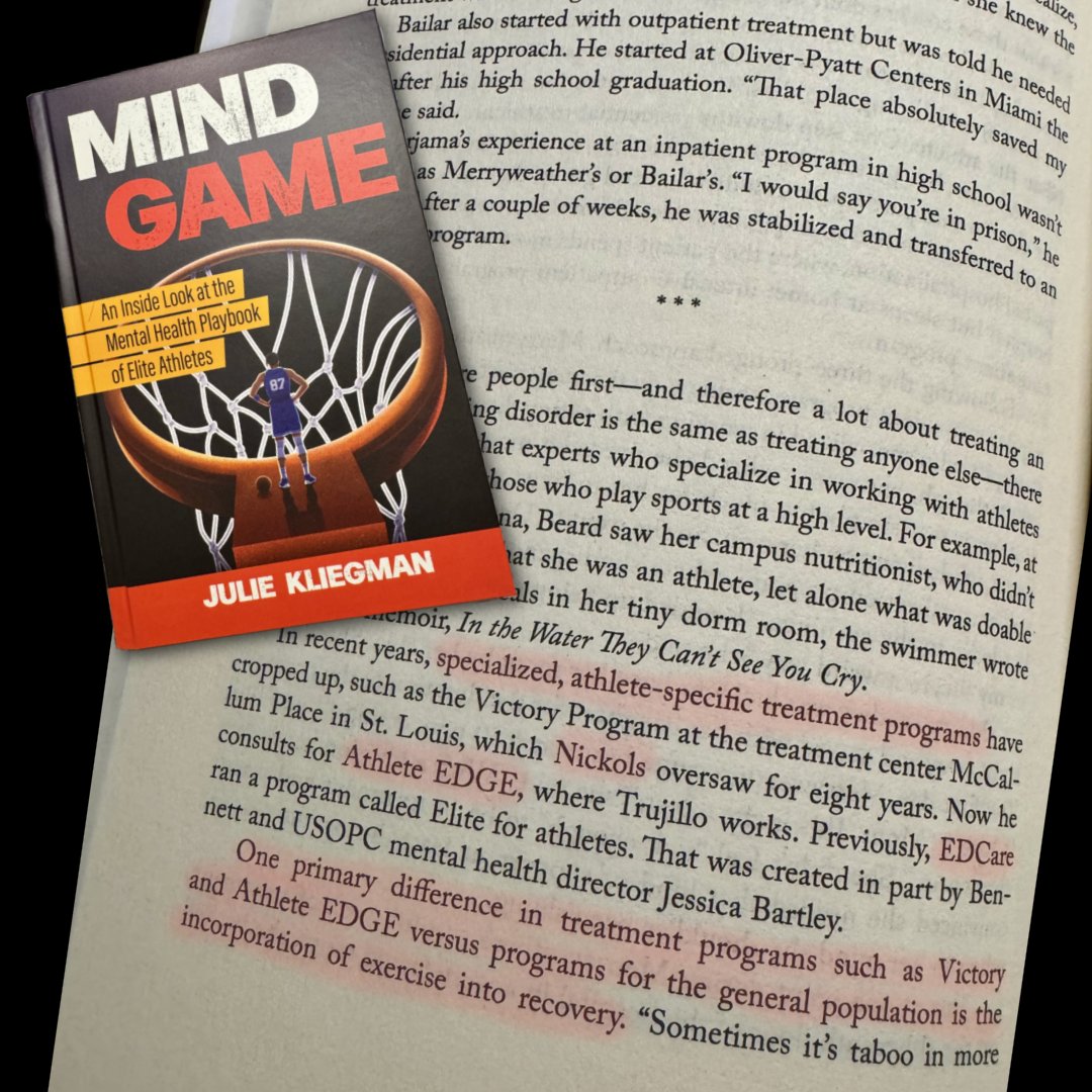 Check out @jmkliegman's new book, Mind Game! Athlete EDGE at EDCare is honored to be recognized alongside other leaders in the eating disorder field for our commitment to treating and supporting #athletes dealing with mental health and eating disorders. #MentalHealth #EDRecovery