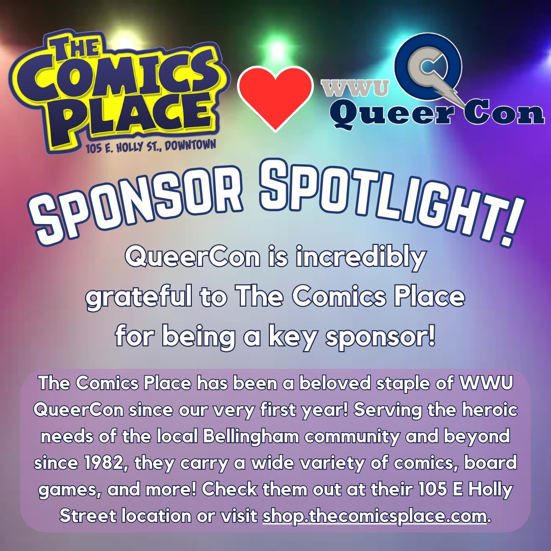QueerCon is incredibly grateful to The Comics Place for being a key sponsor!

The Comics Place has been a staple of QCon since our 1st year! Serving the heroic needs of the Bham community since 1982, they carry a variety of comics, board games, and more!
shop.thecomicsplace.com