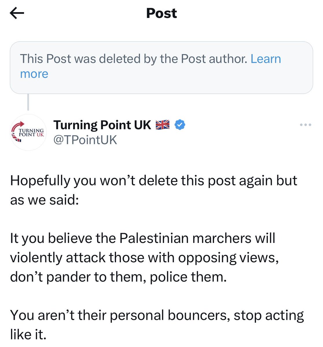They’ve deleted two posts today already. This is humiliating for the @metpoliceuk.