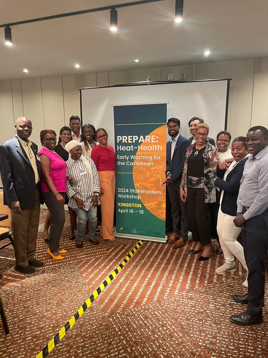 COMETMetEd's tweet photo. It’s been a busy week for COMET! We assisted Dr. Wassila Thiaw and @NWSCPC in conducting the PREPARE: #Heat and #Health Workshop in Kingston, Jamaica. The workshop brought together over 80 stakeholders from around the #Caribbean. https://t.co/Hik0XSvUtY