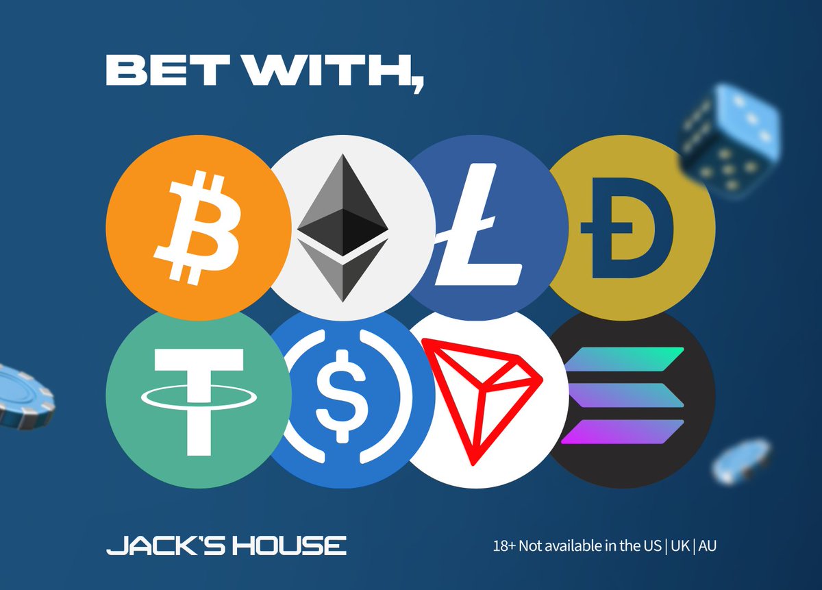 There are lots of options to play with at Jack's House, the #1 crypto casino: $BTC, $ETH, $DOGE, $LTC, $USDC, $USDT, $TRX, and $SOL!