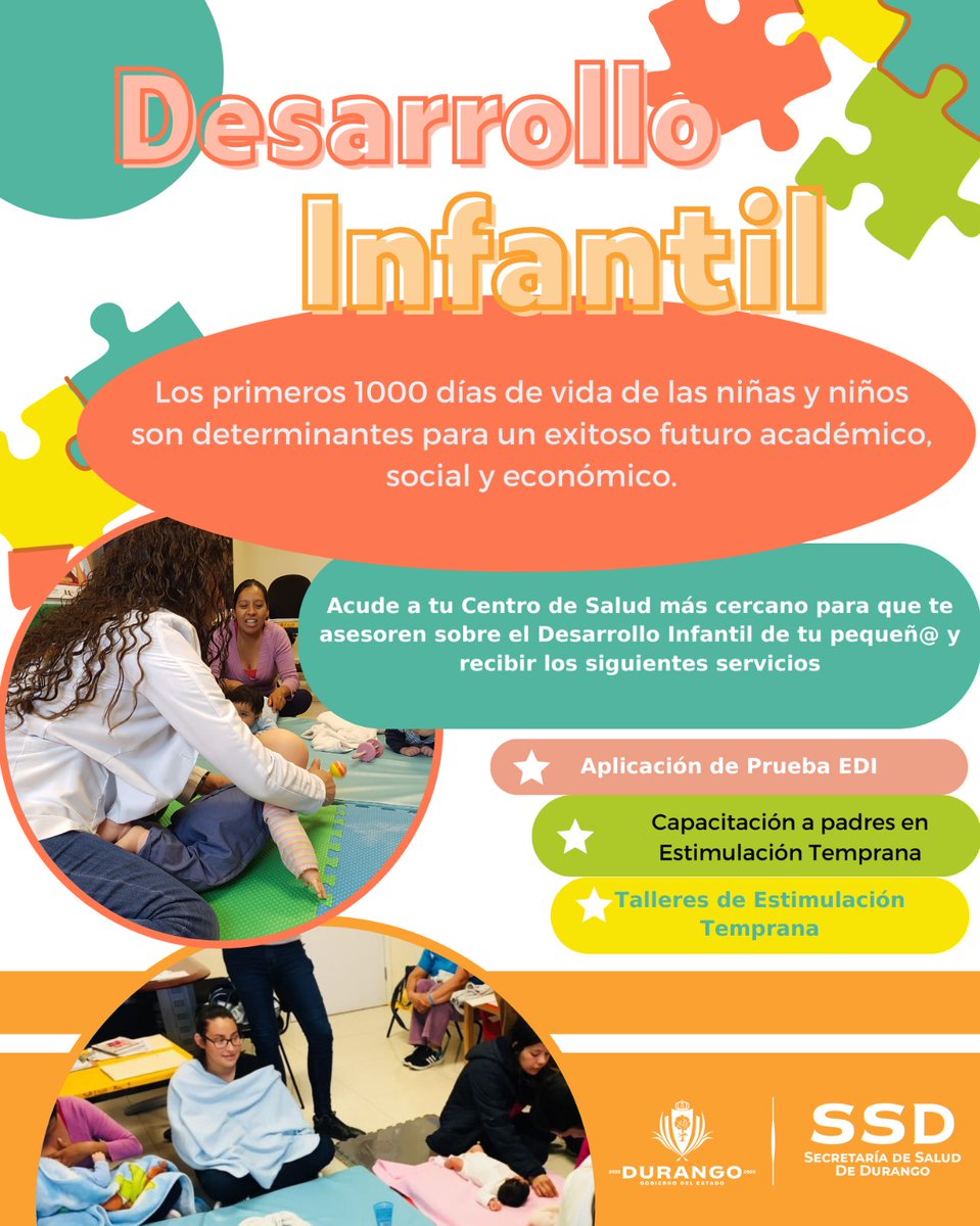 Los primeros mil días de tus hijas e hijos son determinantes para un exitoso futuro académico, social y económico. 🧒👧🍭 🏥Acude al Centro de Salud más cercano 🚑🩺