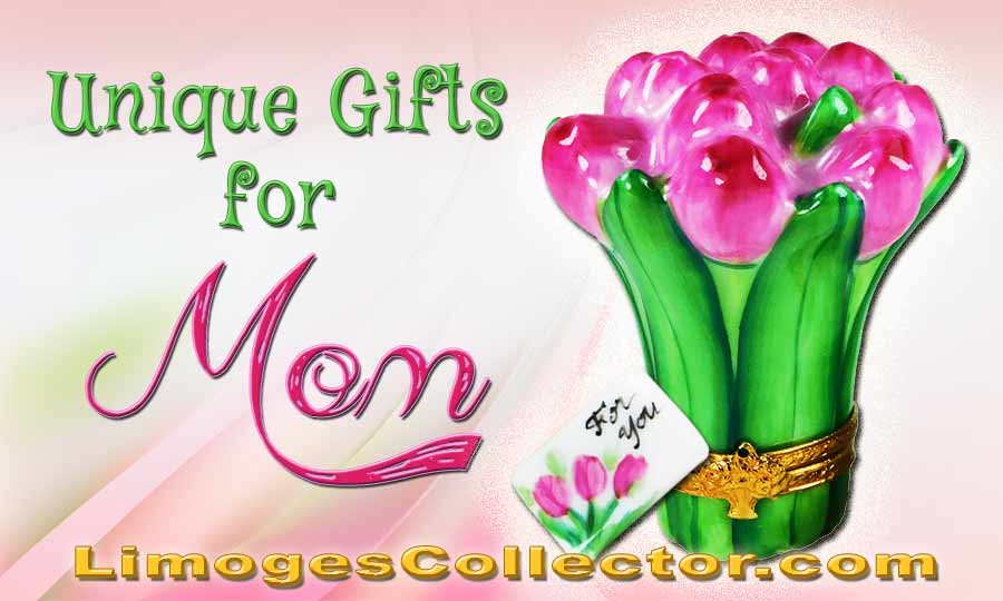 Unique Gifts mom will LOVE!  Hand-painted French Limoges boxes from limogescollector.com #Limoges #LimogesFrance #FrenchLimoges #LimogesPorcelain #LimogesFrancePorcelain #LimogesBox #LimogesBoxes #luxurygifts #mothersdaygifts #mothersdaygiftideas