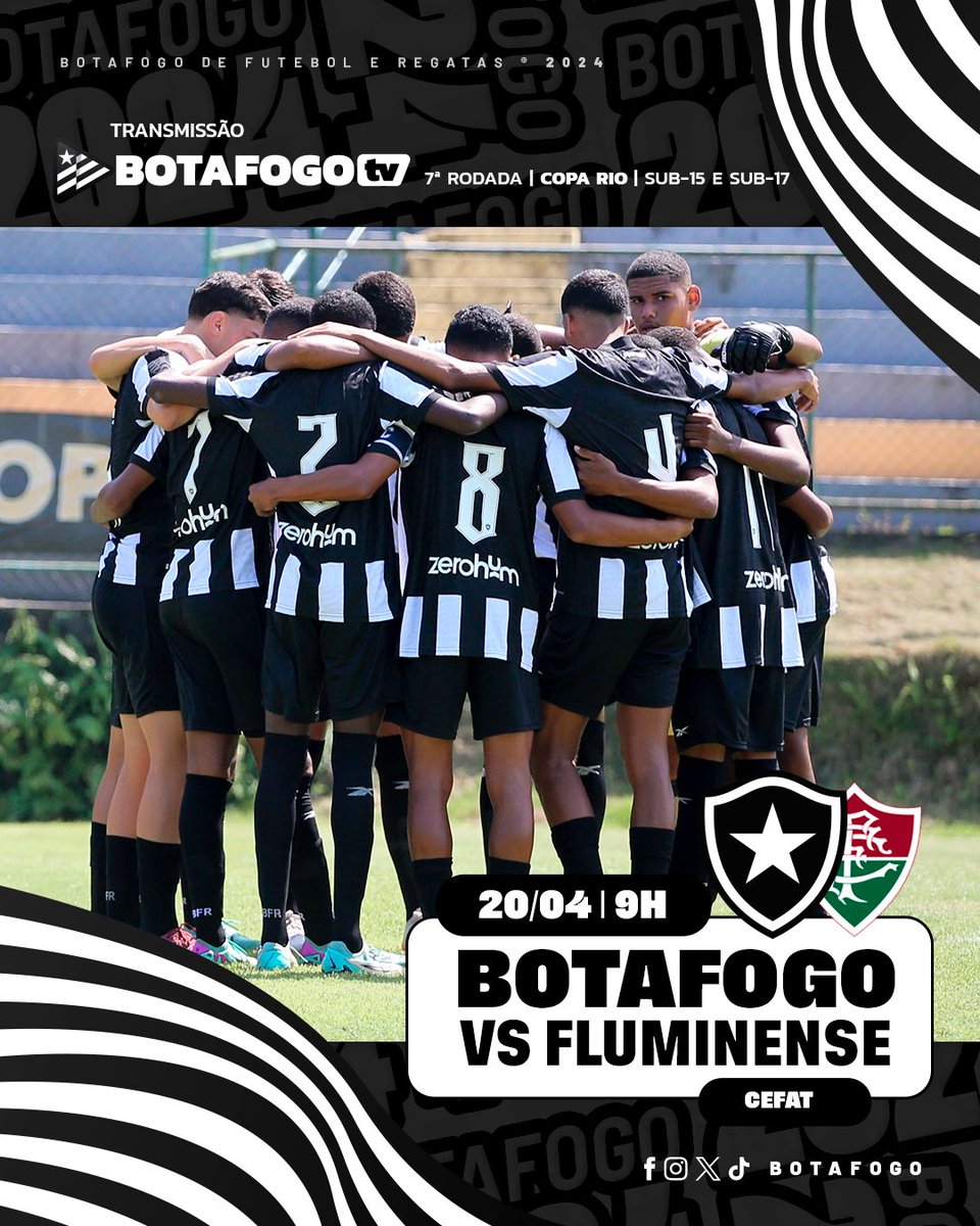 Rodada dupla na Botafogo TV 🌟⚽️ Neste sábado (20), os Crias do Fogão encaram o Fluminense pela Copa Rio Sub-15 e Sub-17, no CEFAT, a partir de 9h. Bora, garotada! 🔥 📺 Acompanhe ao vivo e com imagens: youtube.com/live/VqfQYCzwj…