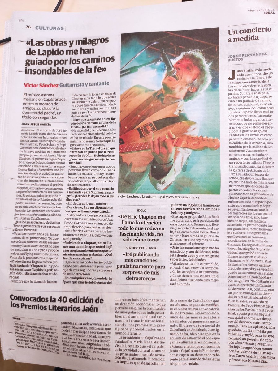 vsanchezgalvez's tweet photo. Os dejamos la entrevista al completo que me ha hecho @juantanamerajun y que ha salido hoy en el @ideal_granada.

Mañana os esperamos a todos en el Teatro Caja Granada.

Vamossssssss!!! https://t.co/pZuhF9XxtP