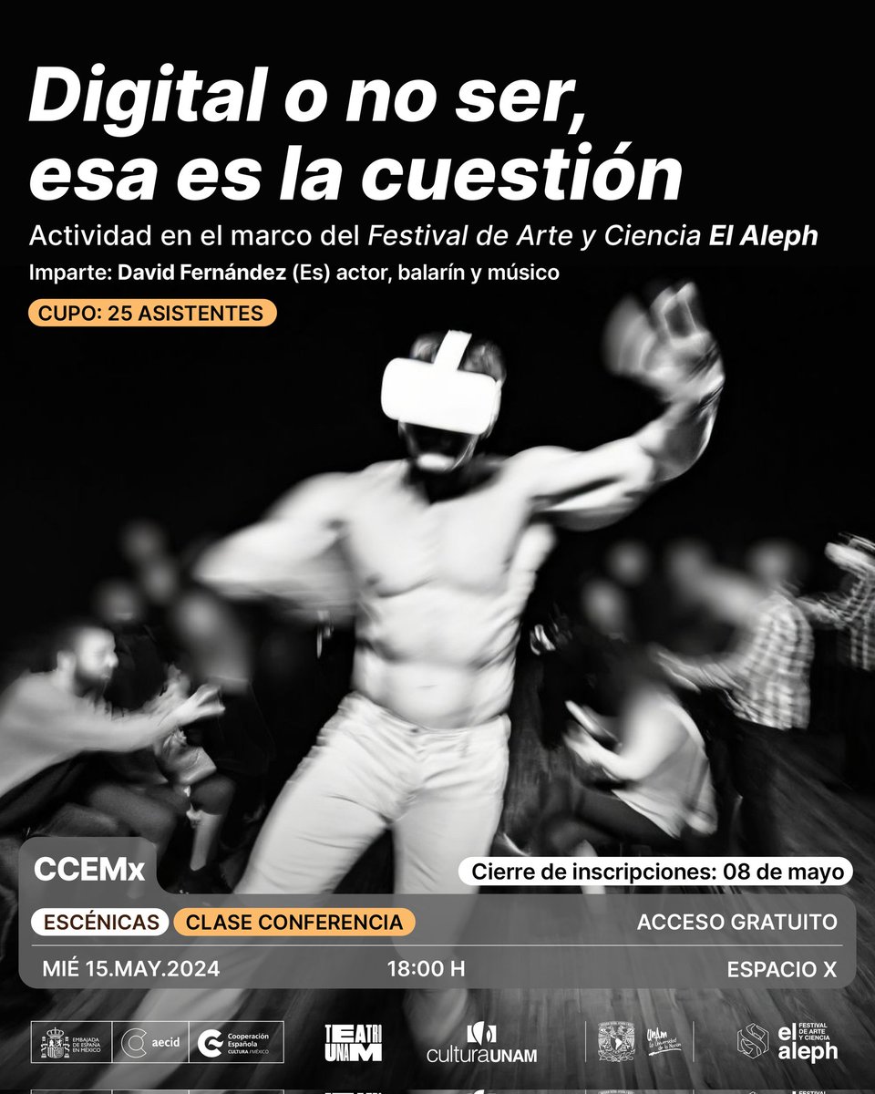 💻 🎭En la clase-conferencia 'Digital o no ser, esa es la cuestión', el director de escena David Fernández te guiará a través de las nuevas posibilidades que la tecnología ofrece a las artes escénicas. ¡Inscripciones 👉 bit.ly/3VYrf1F