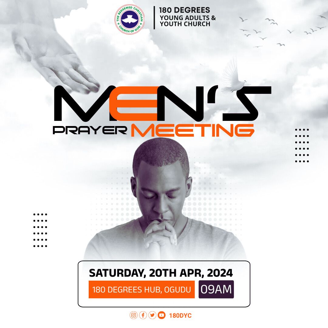 Serve regardless
Stand regardless
Thrive regardless
Bear fruit, regardless

Not by your power, but by the powers of the Holy Spirit, who dwells on your inside.

Join us this weekend from 9:00 a.m. for a men's prayer meeting.

Don't come alone 

#MenPray #MOVE #Rccg180dyc