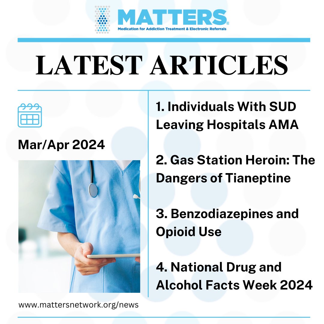 MATTERS takes pride in learning about the issues impacting our communities. Each month we research and discuss #substanceuse disorder and many other topics. Check out the full articles on our website at mattersnetwork.org/news