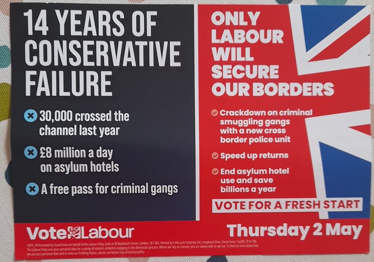 The leaflet sums up just how low Labour has sunk under Starmer To produce materials that scapegoat some of the most vulnerable people in the world (fleeing God only knows what) is the worst kind of punching downwards Labour is no alternative & this point a poor Tory tribute act