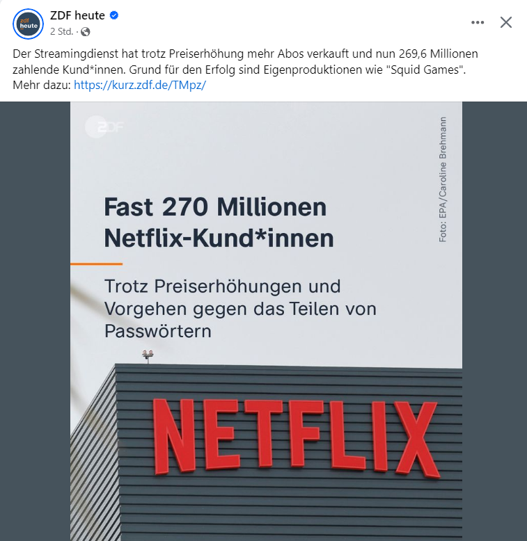 Jetzt muss das ZDF schon gegen Netflix hetzen.