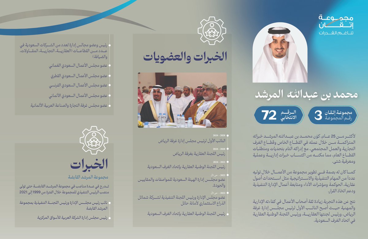 MhAlmarshad's tweet photo. من أجل اقتصاد وطننا الغالي، وسعياً للمساهمة في تحقيق رؤيته الطموحة، نفخر باستكمال رحلة الإنجاز والنجاح، من خلال ترشحنا لـ #انتخابات_غرفة_الرياض_19

لا نستغني عن دعواتكم ودعمكم لي ولزملائي في #مجموعة_اتقان 
#صوتك_لمجموعة_إتقان https://t.co/Yiq9PX9Ikh
