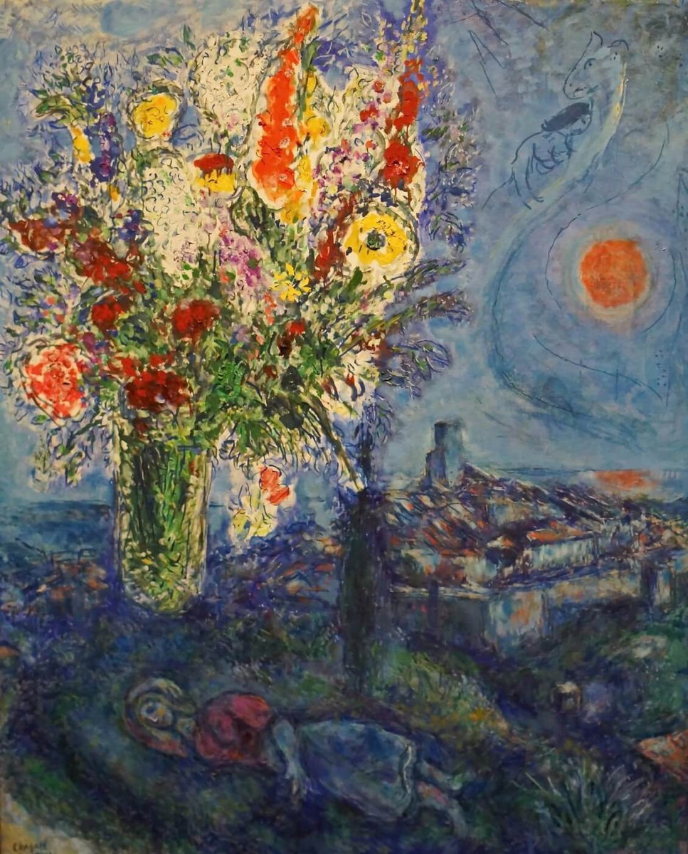 Buenas noches Good night Sleeping Woman With Flowers Marc Chagall