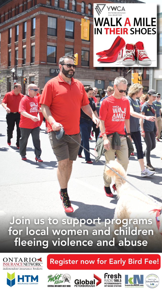 Early Bird Registration for #WalkAMileInTheirShoes is available for a limited time only! Dig out your red shoes, grab your friends, family or colleagues, and join us on Friday, May 24. You'll be supporting programs for women and children fleeing violence. walkamilepeterborough.com