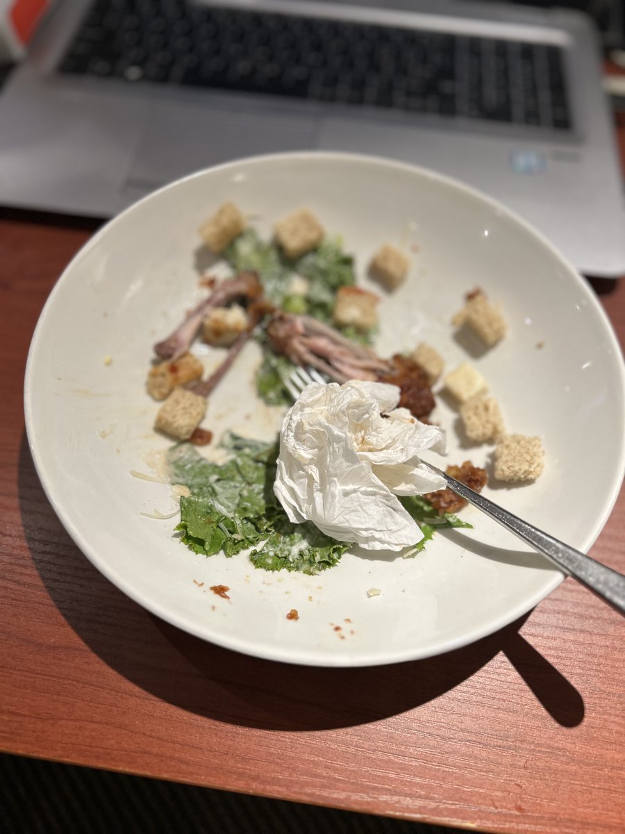 Working late…perks😋😌 Chicken Caesar salad 🥗