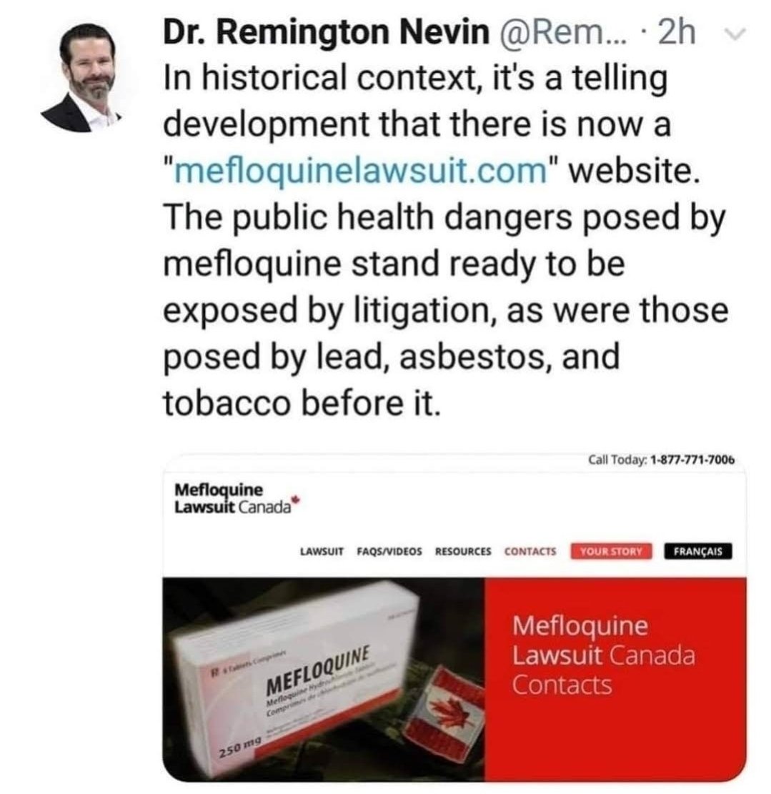 The tobacco industry example remains one of the most egregious public health dangers to be ultimately exposed by #whistleblowers. How costly in litigation will it be to Canada for its culpability in paying off scientists & physicians & the negligent dispensation of Mefloquine?