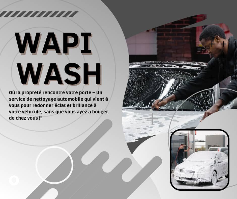 « WAPI WASH » - Service de Nettoyage de Véhicules à Domicile Où la propreté rencontre votre porte. Un service de nettoyage automobile qui vient vous pour redonner éclat et brillance à votre VÉHICULE sans que vous ayez à bouger de chez vous VOTRE VOITURE NOTRE PASSION 🫱🏽‍🫲🏾🇨🇩