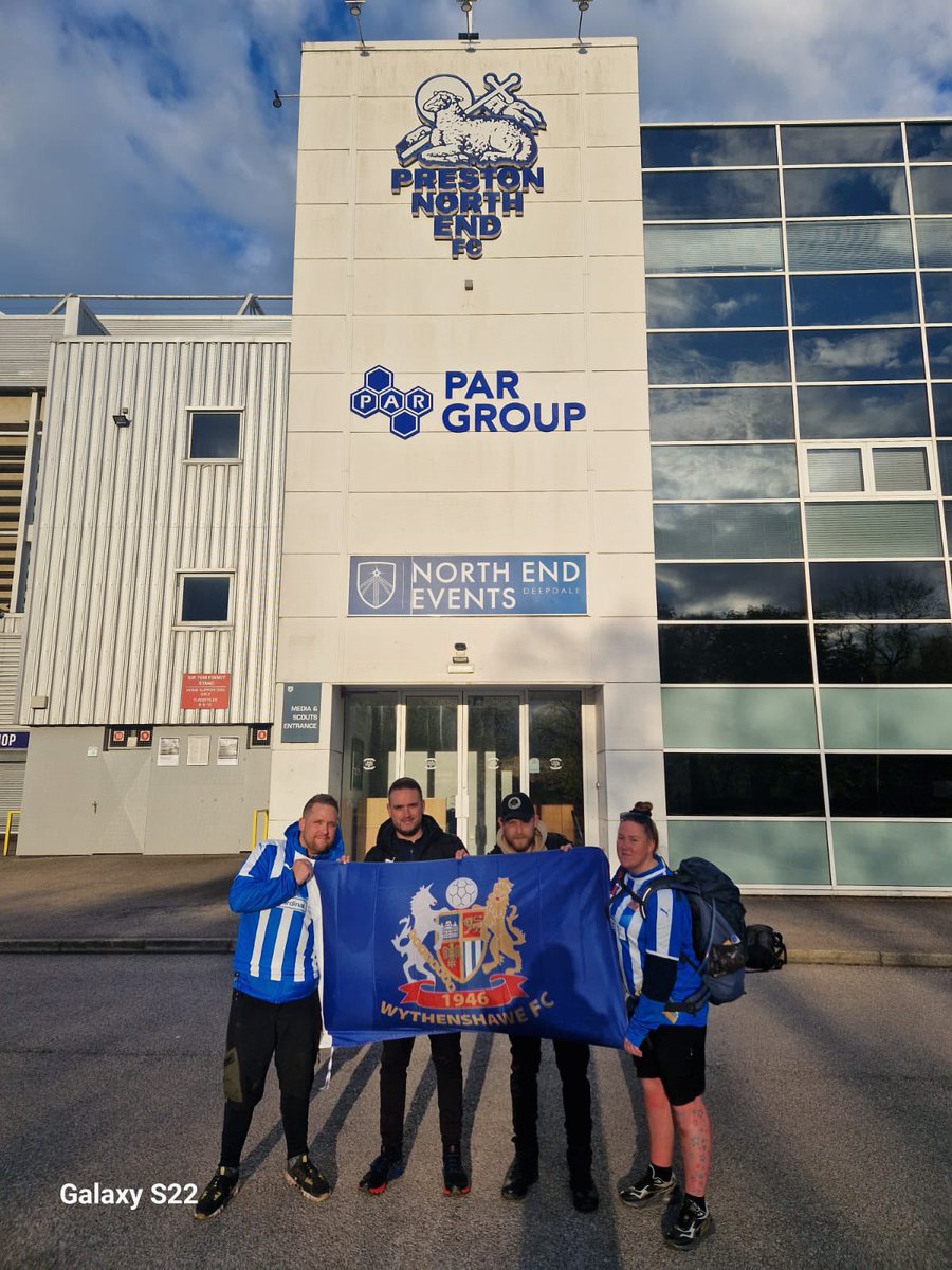 Our team of Ammies walking to Squires Gate for tomorrow’s game have finished their second day. They’re 44 miles into their walk to raise money for Manchester Mind and will finish their walk tomorrow. You can donate here: justgiving.com/crowdfunding/W… #UpTheAmmies