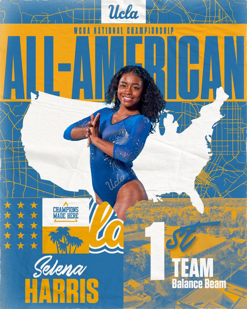 12-time All-American! @selena_harriss’ 3rd place finish on beam earned her first-team WCGA National Championship All-America honors. 👏