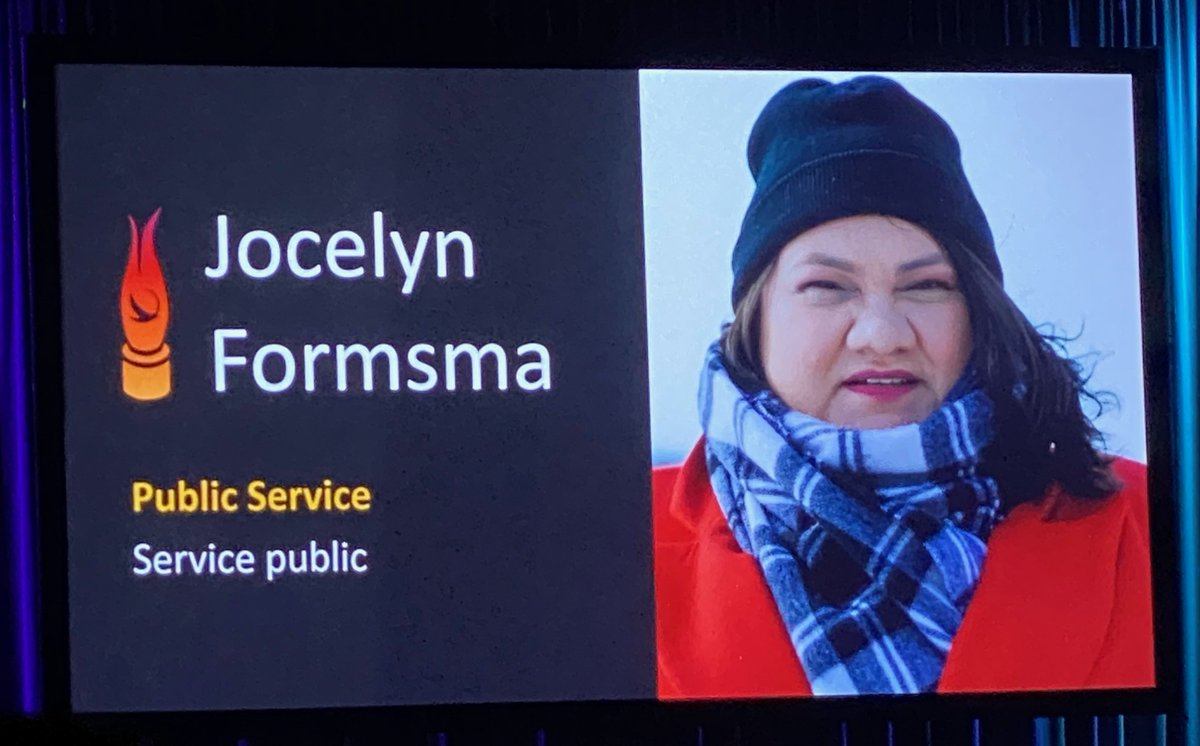 NANComms's tweet photo. Congratulations @JossOssim, of Moose Cree First Nation, who received the @Indspire Award for Public Service!  A great night celebrated by @LinklaterVictor @PattyHajdu and Oshkaatisak Council members. Meegwetch, Jocelyn. You are an inspiration! https://t.co/wmfKwUm0be