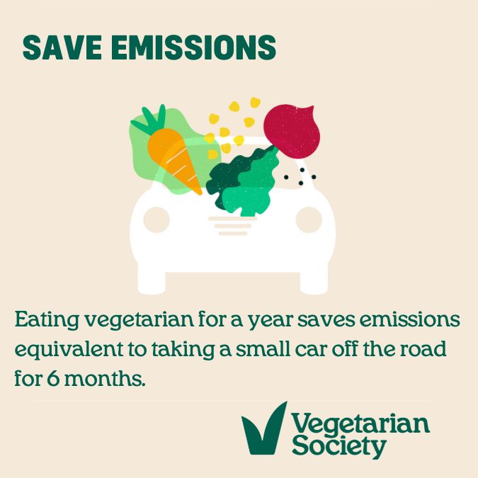 #EarthDay is coming up on the 22 April. Did you know eating vegetarian for a year saves emissions equivalent to taking a small car off the road for 6 months. Find out more vegsoc.org/eating-veggie/…