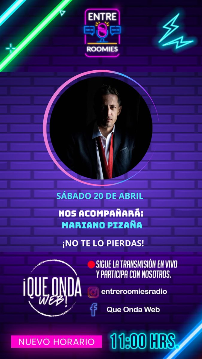 mariano_pizana's tweet photo. Sábado para estar entre roomies y pasarla bien. Nos vemos desde las 11 a.m. 

@Entreroomiesrad 

#EntrevistaEnVivo #Entretenimiento #musica #cantante #cantautor #Mexico #cdmx #gay #LGBTQIA https://t.co/oGgzvYaNaU