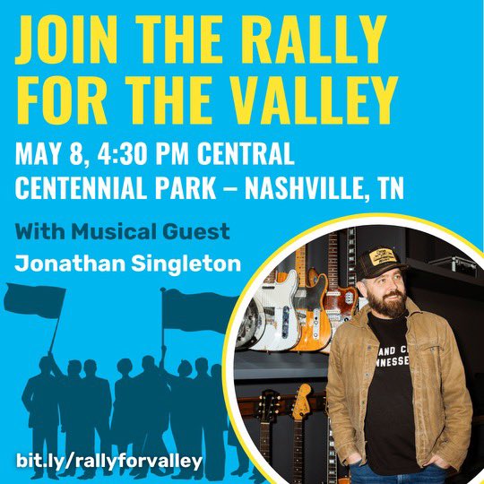 TVA’s gas plants & hundreds of miles of new pipeline are a threat to community safety and health. We won’t stand for it! Join us & musical guest Grammy award winner Jonathan Singleton on May 8 in Nashville to demand TVA stop polluting communities! bit.ly/rallyforvalley