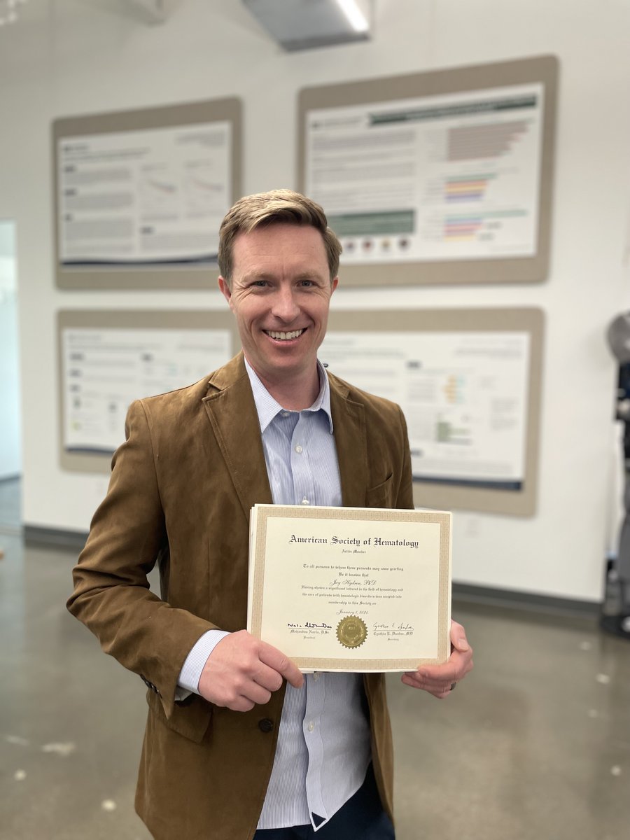 Congrats to Dr. @JayHydren on becoming an Active Member of @ASH_hematology! Excited for the doors this opens to share impactful research from #HealthTreeCureHub patients.