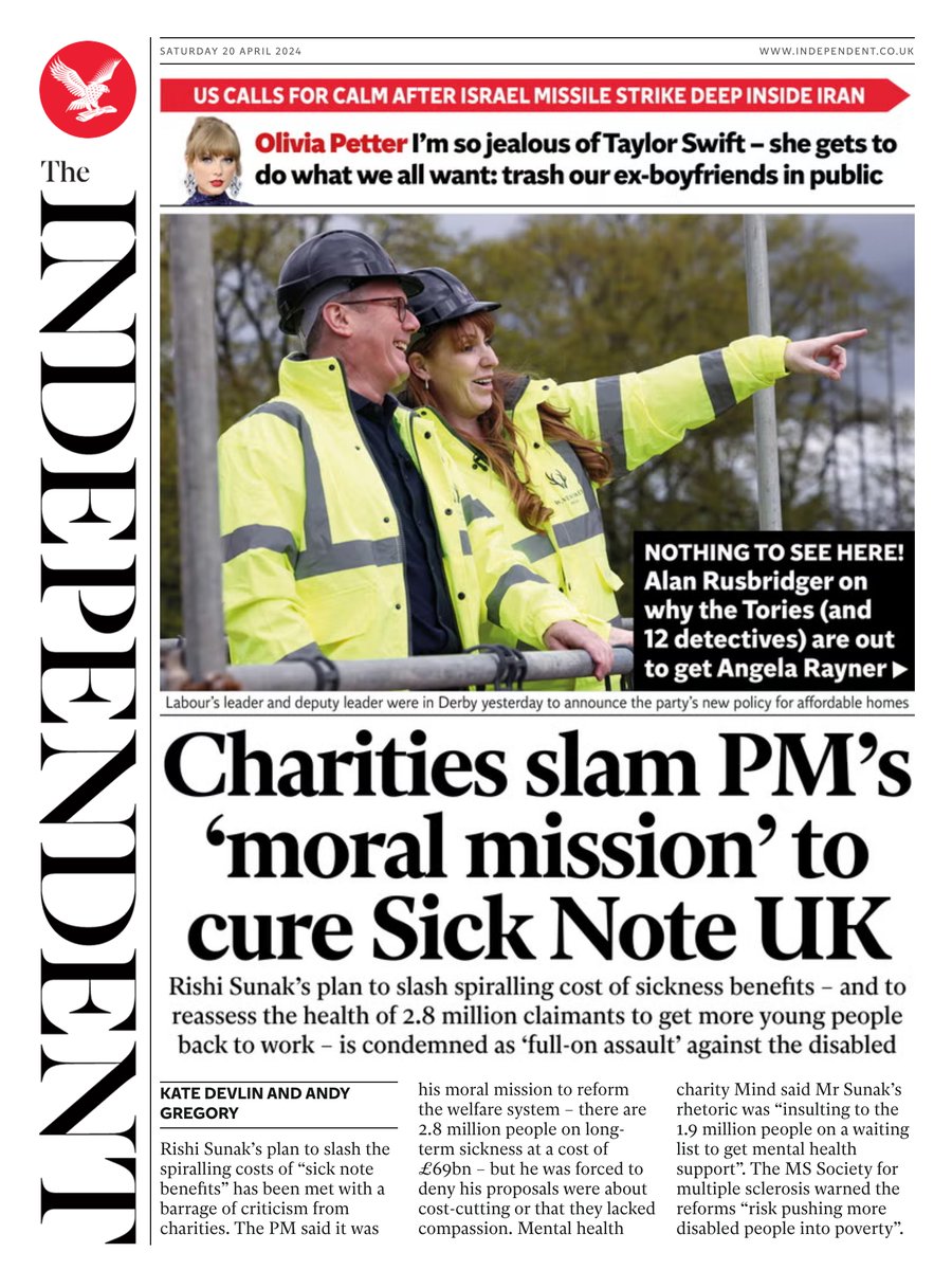 Tomorrow's @independent front page. To subscribe to the Daily Edition independentsubscriptions.co.uk