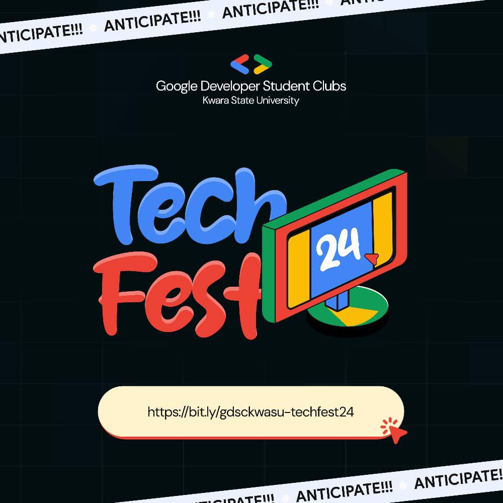 Get ready for the most epic tech event of the year! @gdsc_kwasu is proud to present #techfest24! Stay tuned for updates, sneak peeks, and exciting announcements! #GDSC_Kwasu #TechEvent #ComingSoon