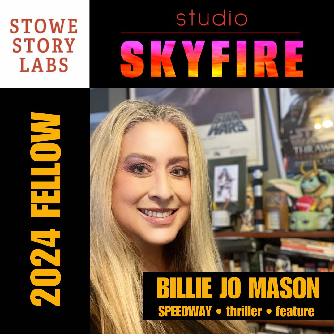 jenthym's tweet image. Huge congrats to the 2024 @StoweStoryLabs | Studio SKYFIRE Fellow Billie Jo Mason for her fantastic racing feature script SPEEDWAY. This writer is on fire! 

#genre #screenwriting #fellowship #feature #film #development #f1 #racing