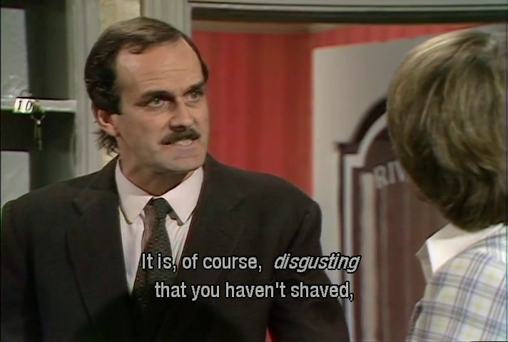 #ClassicBritishTV  2pm. #nocontext (From Fawlty Towers, Ep: 'The Wedding Party,' (Fri, Oct  3, 1975). Dir. by John Howard Davies)
