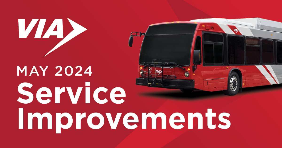 Service improvements to multiple VIA routes begin on Monday, May 6. Learn more at VIAinfo.net/servicechanges.