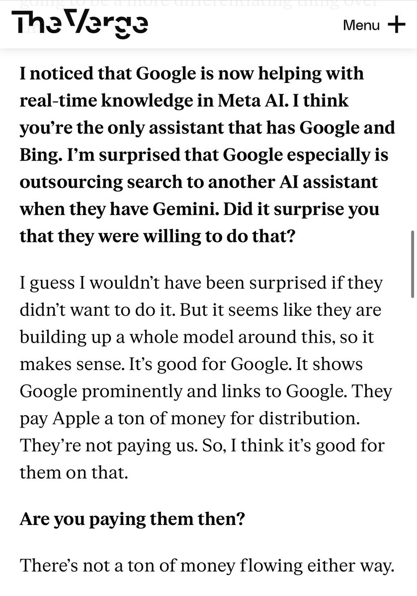 I asked Mark Zuckerberg about how Meta got Google search results into its AI assistant theverge.com/2024/4/18/2413…