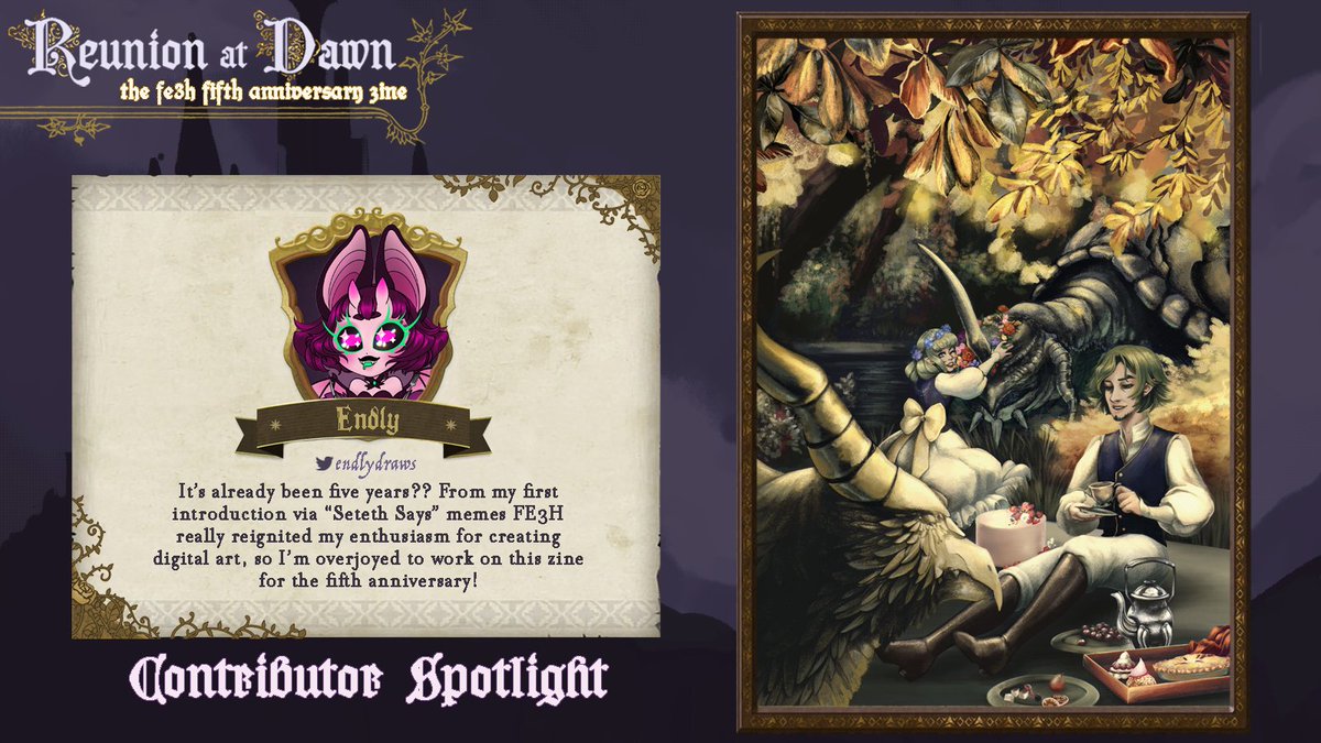 Please join us today in welcoming our end-page artist, <a href="/Endlydraws/">🦇✨ Endly ✨🦇</a>! Endly's intricate illustrations have a storybook essence perfectly fit for this project!