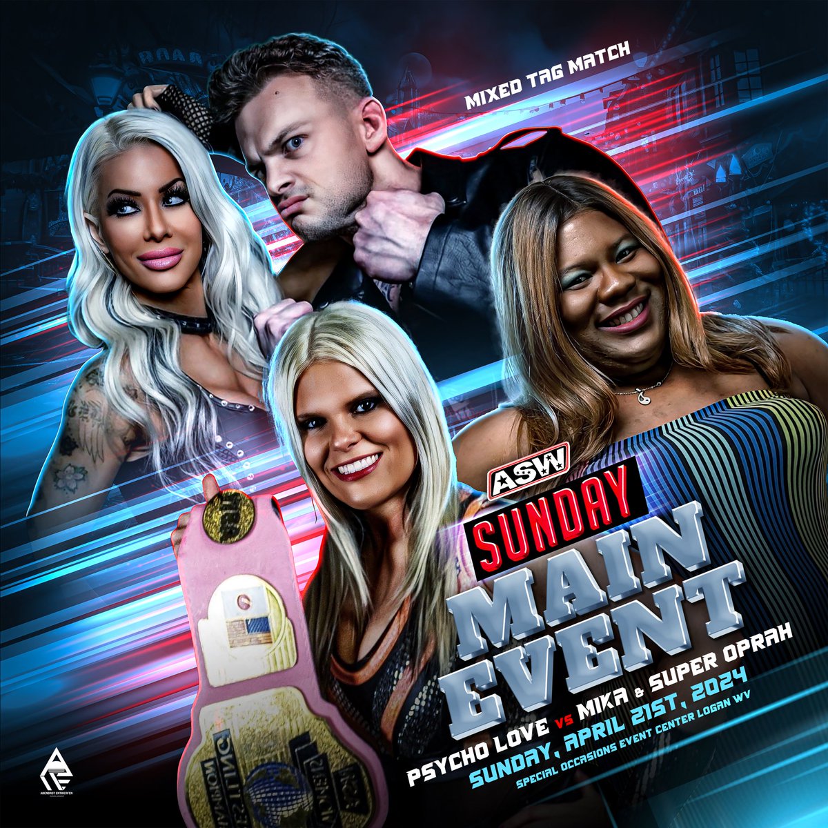 Psycho Love Returns To All Star Star Wrestling To Deliver An Epic Beatdown To Nurse Mika And Super Oprah At Sunday Night Main Event. These Two Are Very Familiar With Being On The Losing End Of Things And Coming Up Short Is Never On The Agenda For Us!