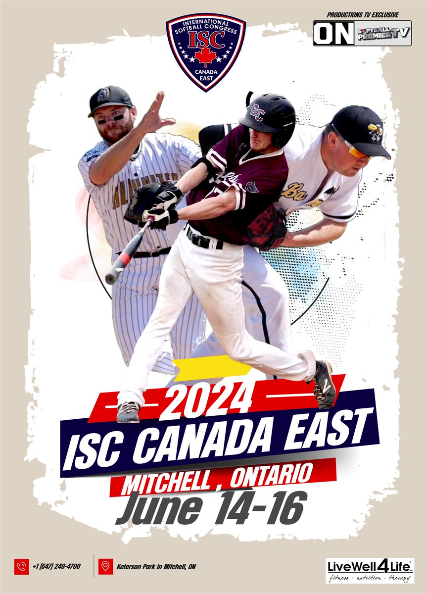 CANADÁ 🇨🇦 It’s time for softball #BOOM ISC Canada East Qualifier 2024 📍 Keterson Park in Mitchell, Ontario 🇨🇦 📲 +1 (647) 248-4700 Blair Setford 🎥 Softball Premier sponsor : LiveWell4Life Inc. Live it Premier