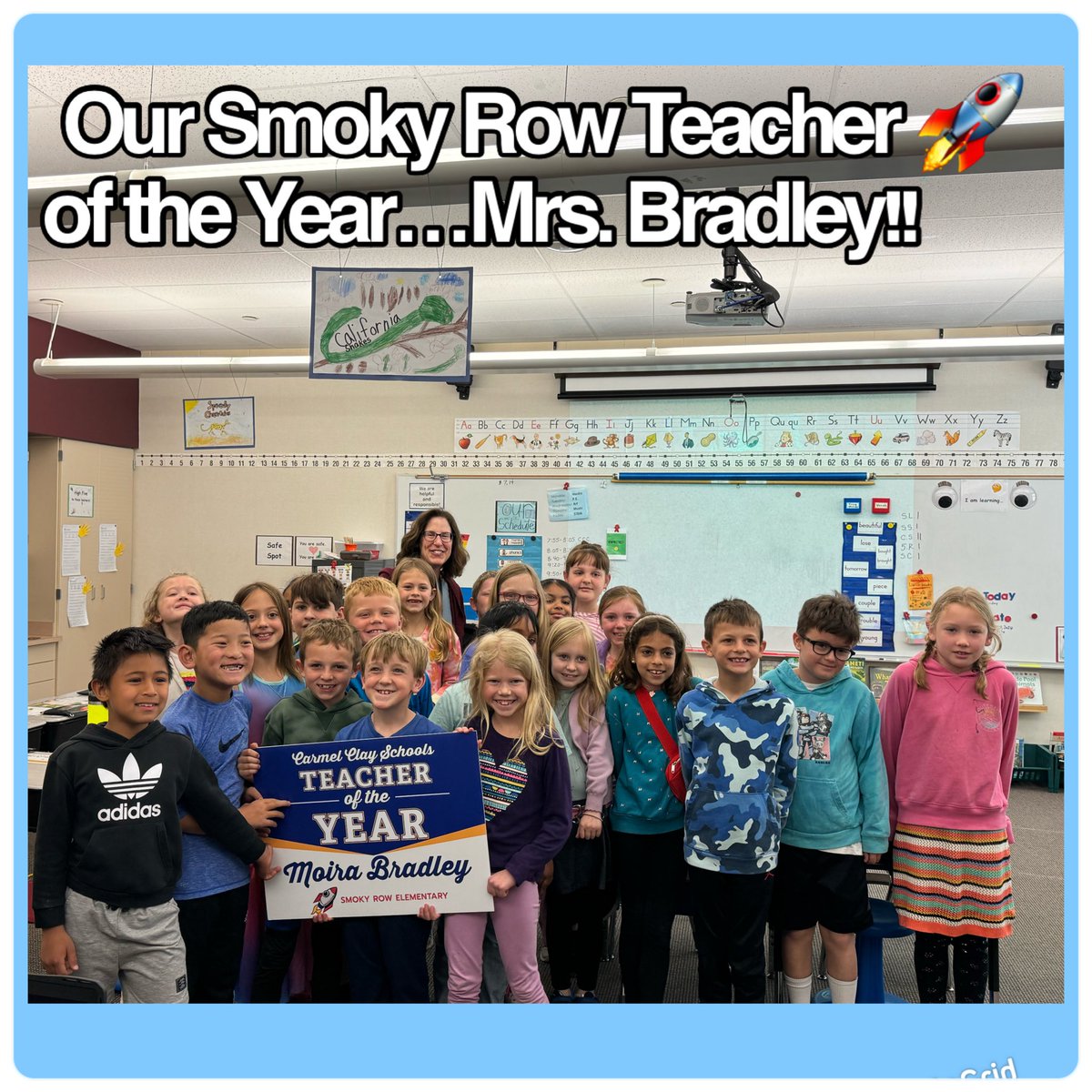 We love Mrs. Bradley!! Our Smoky Row Teacher of the Year. So deserving!! 🚀 @myccs