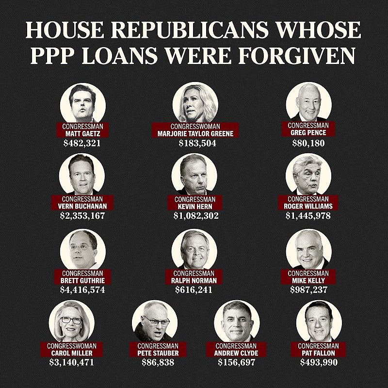 These are the same people who strongly oppose student loan forgiveness.......Hypocrites? Selfish?  #VoteBlueForSoManyReasons #wtpGOTV24