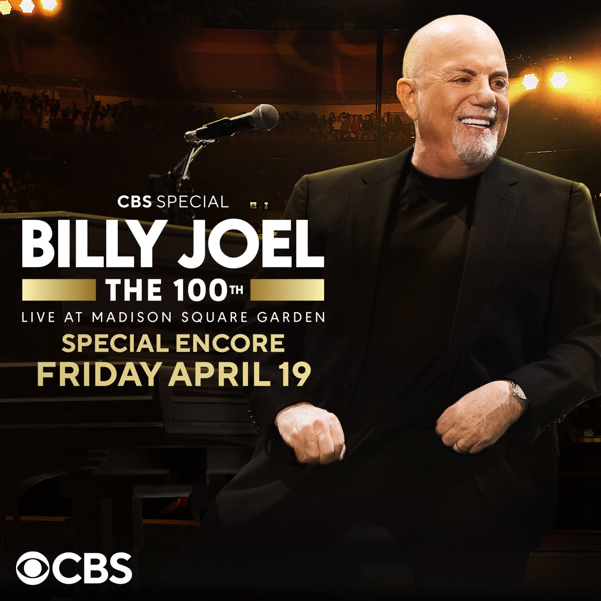 Don’t miss a special encore of @billyjoel: The 100th- Live at Madison Square Garden TONIGHT at 9/8c on @CBS ! Get your tickets today to see him live at Intuit Dome on Saturday, October 12th! 🎹🎶