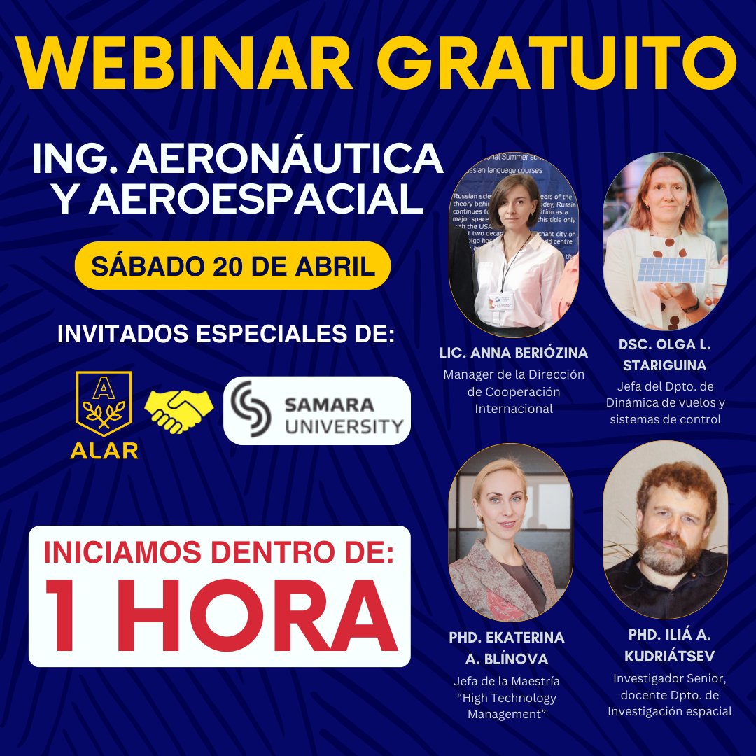 ALAR001's tweet image. 📢Iniciamos dentro de UNA HORA. Webinar gratuito para estudiar Ing. Aeronáutica y aeroespacial en Rusia con BECAS o precios PROMOCIONALES.

Link: blog.universidades-rusia.com/webinar-regist…

#ALAR #Rusia #ingenieria #aeronautica #aeroespacial #webinar