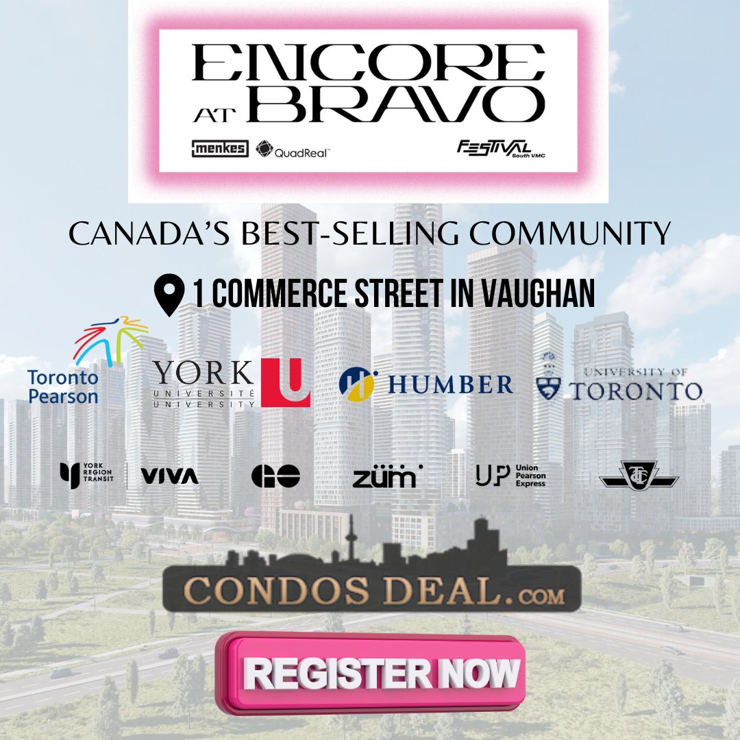 🌟 Introducing Encore at Bravo 🌟
Your next chapter awaits at Festival South VMC, Canada’s top-selling condo community by Menkes & Quadreal! 

REGISTER NOW condosdeal.com/encore-at-brav…

 #EncoreAtBravo #FestivalSouthVMC #VaughanDowntown #UrbanLiving #CondoLife #VMCNextChapter