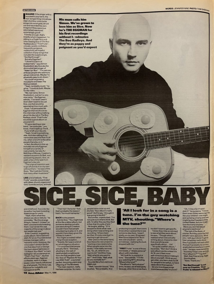 nothingelseon's tweet photo. Sice meets Jennifer Nine. Photo by Tom Sheehan. Melody Maker, 11 May 1996. #MelodyMaker 
#MyLifeInTheUKMusicPress #1996 https://t.co/tigO7O1qjV
