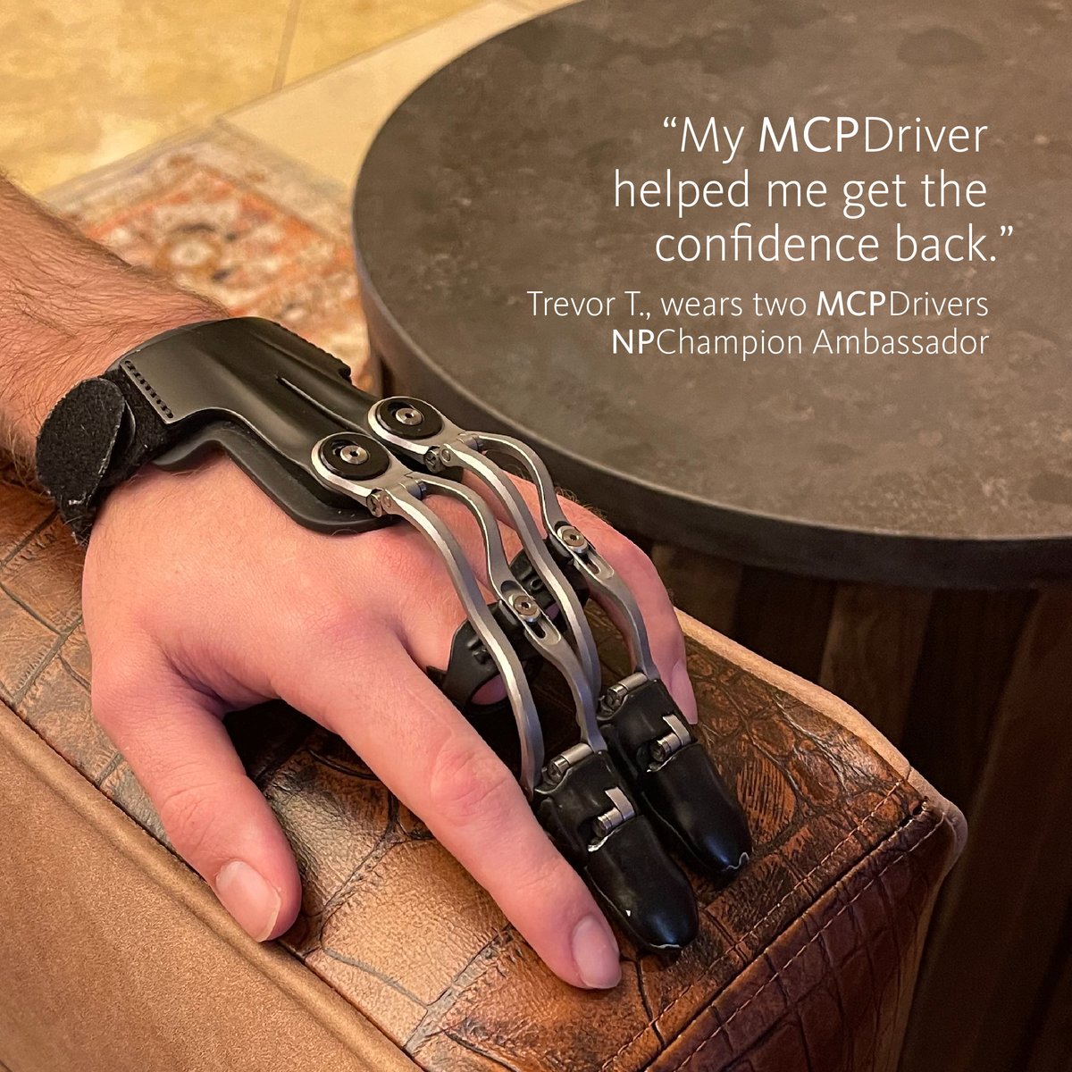 We want to empower our wearers with the confidence they need to start feeling like themselves again. 💙    

Read #NPChampion #Ambassador Trevor’s journey in #NPStories: npdevices.com/story/trevor-t… 

#NakedProsthetics #ItsAllAboutFunction #MCPDriver #ProstheticFingers #LLLDAM