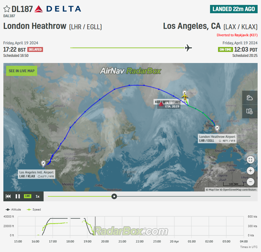 #DIVERSION | In the last few moments, it has emerged that a Delta Air Lines A330neo operating a flight between London Heathrow & Los Angeles has diverted to Reykjavik.

Read more at AviationSource!

aviationsourcenews.com/incident/delta…

@RadarBoxCom

#DeltaAirLines #DL187 #London #LosAngeles